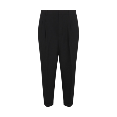 AMI ALEXANDRE MATTIUSSI BLACK WOOL BLEND PANTS