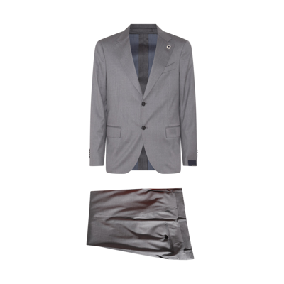 Lardini Grey Cotton Two Piece Suit In Gray
