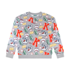 Kenzo Logo Printed Cotton Crewneck Sweatshirt In Light Chine Grey