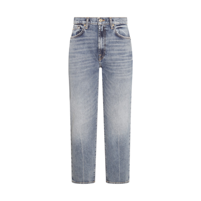 7 For All Mankind Blue Cotton Blend Jeans