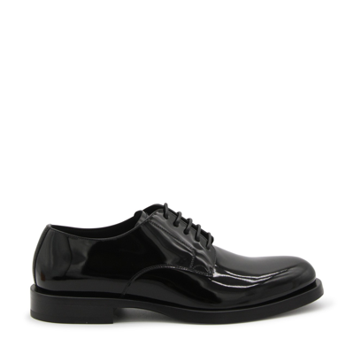 Dolce & Gabbana Black Leather Lace Up Shoes In Nero