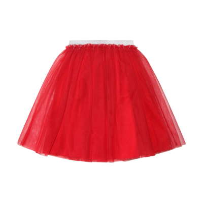 Il Gufo Red Tulle Pleated Skirt In Rosso