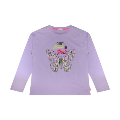 Billieblush Girls Purple Cotton Butterfly Top In Malva