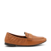 TORY BURCH CAMEL BROWN LEATHER DOUBLE T LOAFERS