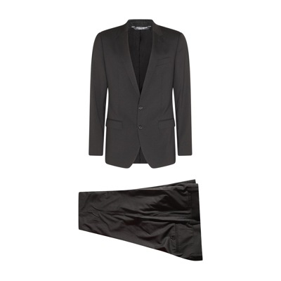Dolce & Gabbana Black Wool Two Pieces Suit In Nero