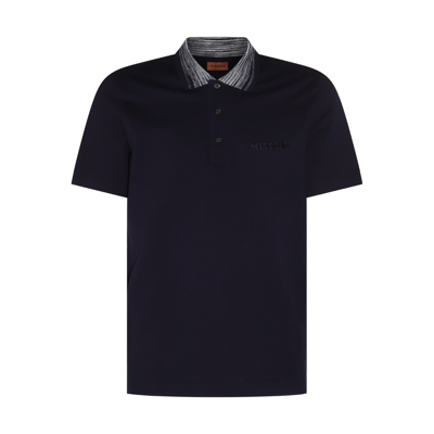 Missoni Blue Cotton Polo Shirt In Black