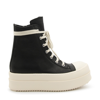 RICK OWENS MILK AND BLACK LEATHER LACE UP FLATFORM SNEAKERS