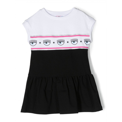 Chiara Ferragni Kids'   Maxi Logomania Jersey Dress In Black