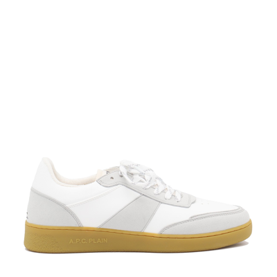 Apc Light Grey Leather Trainers In White