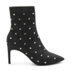 MOSCHINO BLACK NYLON ALLOVER MONOGRAM JACQUARD ANKLE BOOTS