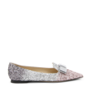JIMMY CHOO PINK SILVER AND ANTHRACITE GALA FLATS