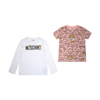 MOSCHINO OFF WHITE AND PINK COTTON TEDDY BEAR PRINT TWO SET T-SHIRT