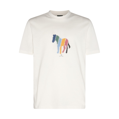 PS BY PAUL SMITH WHITE MULTICOLOUR COTTON T-SHIRT