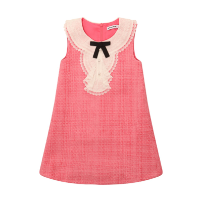 Self-portrait Babies' Bright Pink Viscose Dress In Red