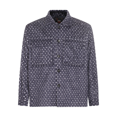 Kiton White And Blue Wool And Silk Blend Shirt