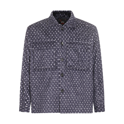 KITON WHITE AND BLUE WOOL AND SILK BLEND SHIRT