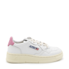 AUTRY WHITE AND PINK LEATHER MEDALIST SNEAKERS