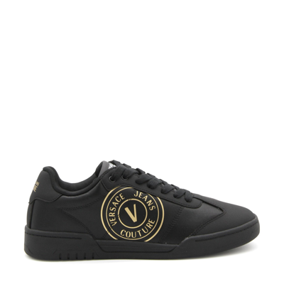 Versace Jeans Couture Brooklyn Leather Low-top Sneakers In Black