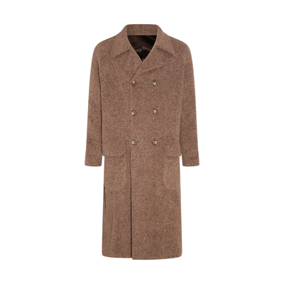 Dolce & Gabbana Brown Wool Coat In Beige