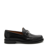FERRAGAMO BLACK AND NEW BISCUIT LEATHER LOAFERS