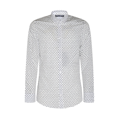 DOLCE & GABBANA WHITE AND BLACK COTTON DG LOGO PRINT SHIRT