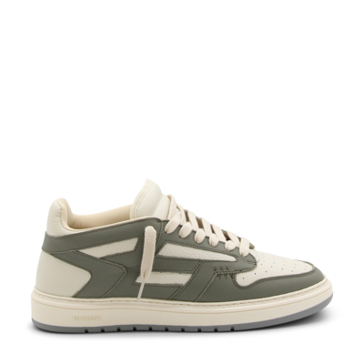 Represent Mens Khaki Reptor Contrast-panel Leather Low-top Trainers In White Grey