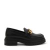 PINKO BLACK LEATHER LOVE BIRDS LOAFERS