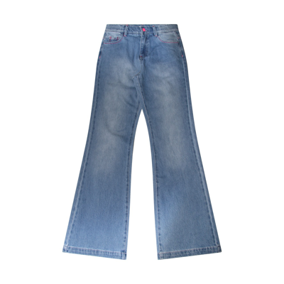 Billieblush Kids' Blue Cotton Jeans In Double Stone+bleach