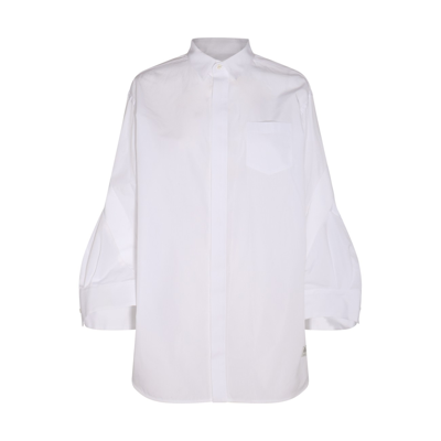 Sacai Off White Cotton Shirt Dress In Off-white
