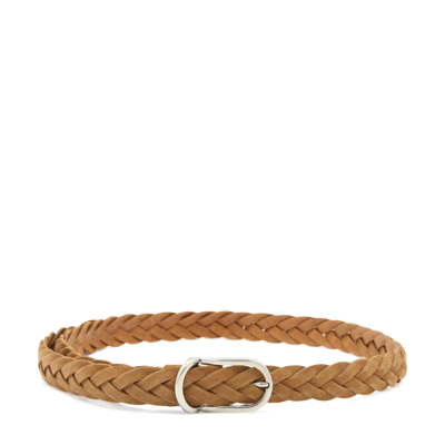 Brunello Cucinelli Light Brown Leather Braided Belt