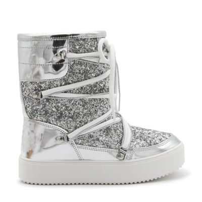 Chiara Ferragni Flat Ankle Boots  Woman Colour Silver In Silver Glitter