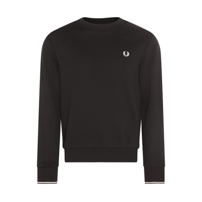 Fred Perry Black And White Cotton Blend Sweatshirt