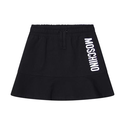 Moschino Black Cotton Skirt In Nero/black