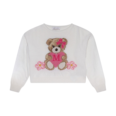 Monnalisa Babies' Cream Viscose And Wool Blend Sweater In Panna
