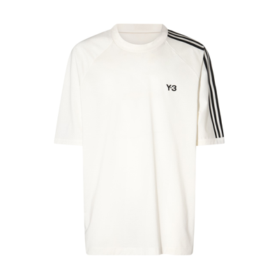 Y-3 Black And White Cotton 3s T-shirt In Off White/black