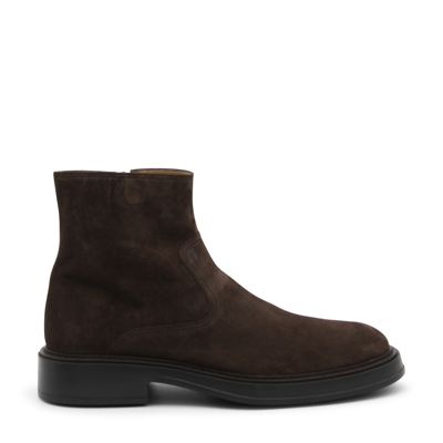 Tod's Ankle Leather Boots In Brown