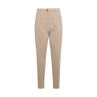 Brunello Cucinelli Light Camel Cotton And Cashmere Blend Pants In Camel Chiaro
