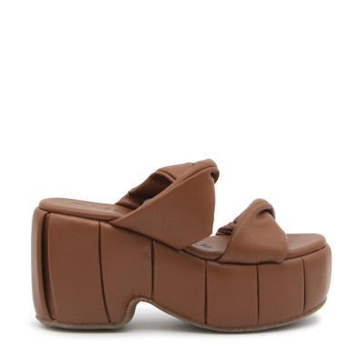 Themoirè Brown Faux Leather Andromeda Sandals