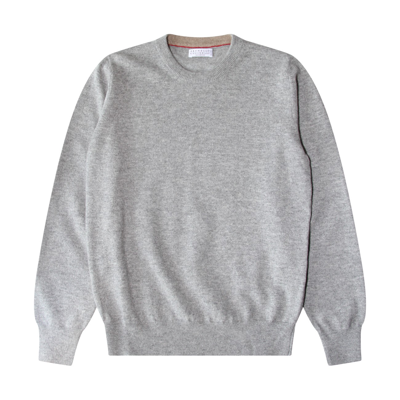 Brunello Cucinelli Kids' Light Grey Cashmere Sweater In Grigio Chiaro