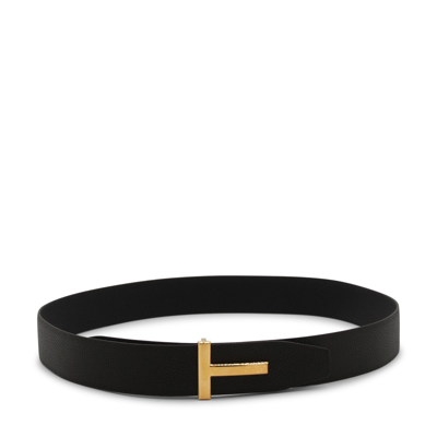 Tom Ford Brown And Black Leather Belt In Black-brown