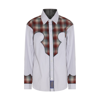 Maison Margiela Grey And Brown Cotton Check Stripe Shirt In Grey/brown
