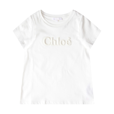 Chloé Off White Cotton Logo T-shirt