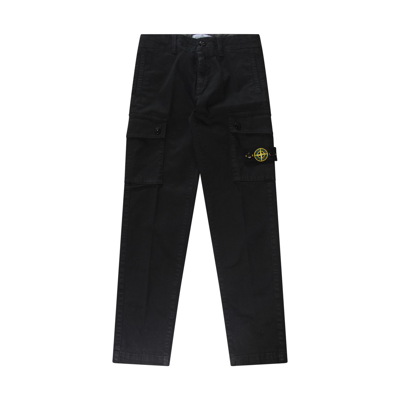 Stone Island Stretch-cotton Cargo Trousers In Black