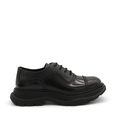 Alexander Mcqueen Black Leather Lace Up Shoes