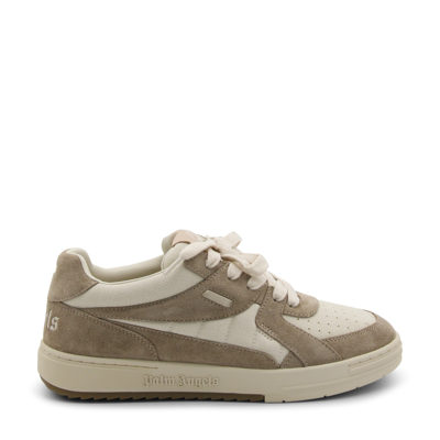 PALM ANGELS BROWN AND SAND SUEDE UNIVERSITY SNEAKERS