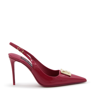 Dolce & Gabbana Fuchsia Leather Slingback Pumps In Ciclamino