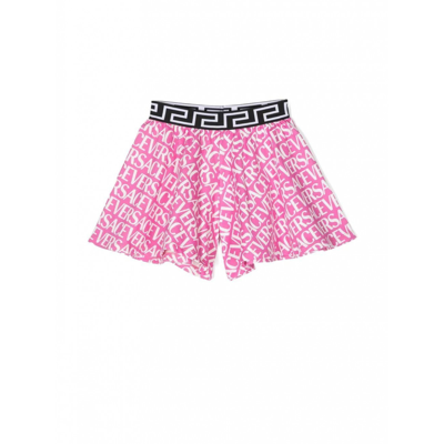 Versace Kids' Logo印花短裤 In Pink