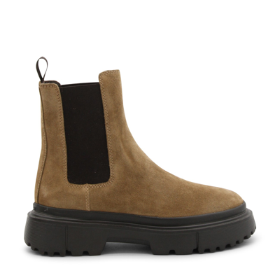 Hogan H619 Suede Chelsea Boots In Brown