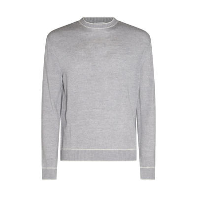 Eleventy Striped-edge Wool Jumper In Grey