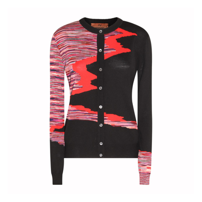 Missoni Patterned Intarsia-knit Wool Cardigan In Space Dyed Red